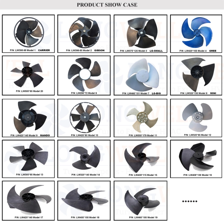 Fan Impeller Fan Blades Hub Diameter Plastic HVAC Plastic Lw 400*115/ 415*125/ 420*149/ 493*143 Cw 12mm Free Spare Parts 500 PCS